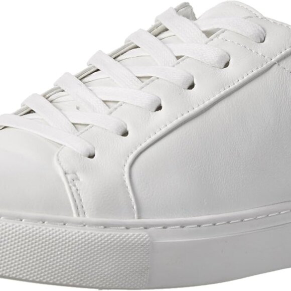 Trendy Women's Kam Sneakers - White Leather 8.5 with Iconic Gold Stripe - Picture 1 of 7